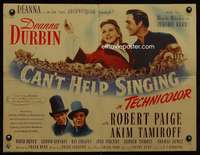 c082 CAN'T HELP SINGING white title half-sheet movie poster '44 Durbin