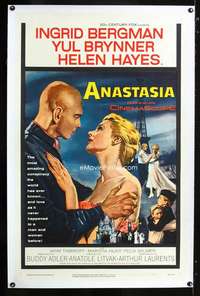 d082 ANASTASIA linen one-sheet movie poster '56 Ingrid Bergman, Yul Brynner