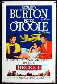 d098 BECKET linen style B one-sheet movie poster '64 Richard Burton, O'Toole