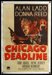 d142 CHICAGO DEADLINE linen one-sheet movie poster '49 Alan Ladd, film noir!