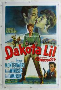 d162 DAKOTA LIL linen one-sheet movie poster '50 Montgomery as Tom Horn!