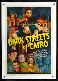 d166 DARK STREETS OF CAIRO linen one-sheet movie poster '40 Sigrid Gurie