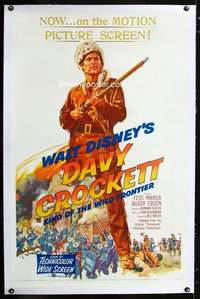 d167 DAVY CROCKETT, KING OF THE WILD FRONTIER linen one-sheet movie poster '55