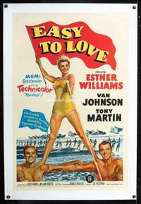 d177 EASY TO LOVE linen one-sheet movie poster '53 sexy Esther Williams!
