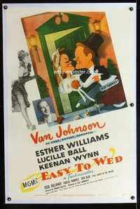 d178 EASY TO WED linen one-sheet movie poster '46 Jacques Kapralik art!