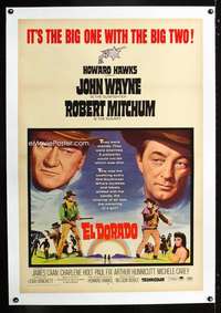 d179 EL DORADO linen one-sheet movie poster '66 John Wayne, Robert Mitchum
