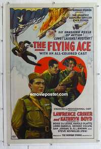 d194 FLYING ACE linen one-sheet movie poster '26 cool all-black aviation!