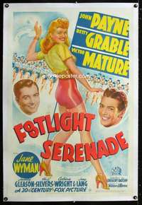d195 FOOTLIGHT SERENADE linen one-sheet movie poster '42 sexy Betty Grable!