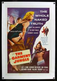 d205 GARMENT JUNGLE linen one-sheet movie poster '61 Cobb, sexy image!