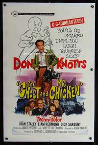 d208 GHOST & MR. CHICKEN linen one-sheet movie poster '65 Don Knotts scared!