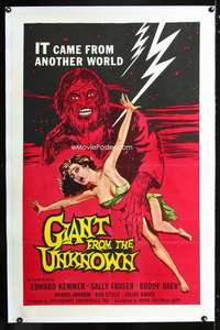 d210 GIANT FROM THE UNKNOWN linen one-sheet movie poster '58 creeping terror!