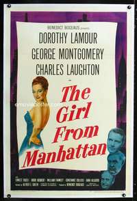 d212 GIRL FROM MANHATTAN linen one-sheet movie poster '48 Dorothy Lamour