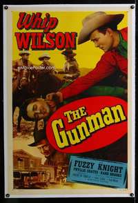 d231 GUNMAN linen one-sheet movie poster '52 Whip Wilson, Phyllis Coates