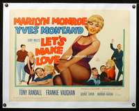 d029 LET'S MAKE LOVE linen half-sheet movie poster '60 sexy Marilyn Monroe!