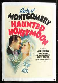 d240 HAUNTED HONEYMOON linen style C one-sheet movie poster '40 Montgomery