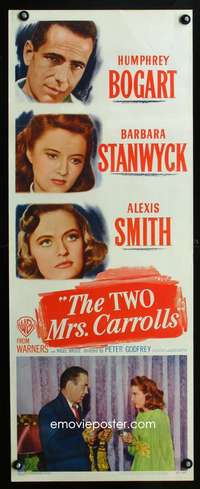 d044 TWO MRS. CARROLLS insert movie poster '47 Bogart, Stanwyck