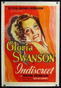 d271 INDISCREET linen one-sheet movie poster R37 glamorous Gloria Swanson!