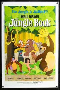 d283 JUNGLE BOOK linen one-sheet movie poster '67 Disney cartoon classic!