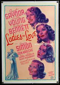 d290 LADIES IN LOVE linen one-sheet movie poster '36 Janet Gaynor, Young