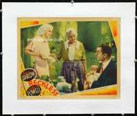 d066 RECKLESS linen movie lobby card '35 Jean Harlow, William Powell