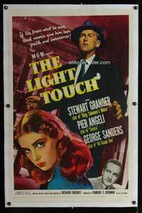 d300 LIGHT TOUCH linen one-sheet movie poster '51 Stewart Granger, Angeli