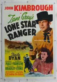 d307 LONE STAR RANGER linen one-sheet movie poster '41 Zane Grey, Kimbrough