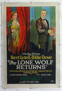 d308 LONE WOLF RETURNS linen style B one-sheet movie poster '26 Lytell, Dove