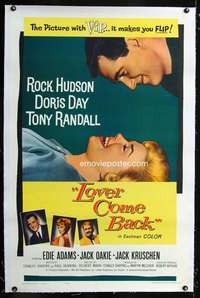 d312 LOVER COME BACK linen one-sheet movie poster '62 Hudson, Doris Day