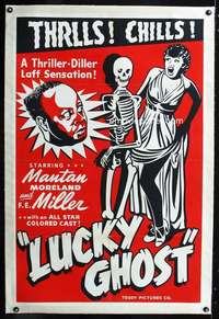 d313 LUCKY GHOST linen one-sheet movie poster R48 Mantan Moreland horror!