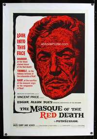 d322 MASQUE OF THE RED DEATH linen one-sheet movie poster '64 Vincent Price