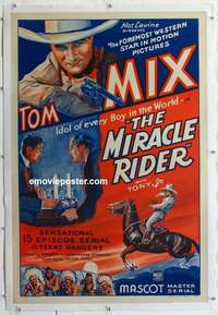 d331 MIRACLE RIDER linen 1sh R46 Tom Mix is the idol of every boy in the world in this serial!