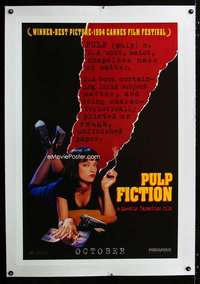 d378 PULP FICTION linen teaser one-sheet movie poster '94 Uma, Tarantino