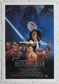 d389 RETURN OF THE JEDI linen style B one-sheet movie poster '83 Sano art!