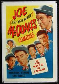 d412 SO YOU WANT TO BE POPULAR linen one-sheet movie poster '46 Joe McDoakes