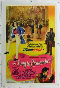 d414 SONG TO REMEMBER linen style B one-sheet movie poster '45 Wilde, Chopin