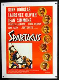 d418 SPARTACUS linen pre-Awards one-sheet movie poster '61 Kubrick, Douglas