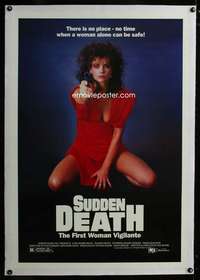 d428 SUDDEN DEATH linen one-sheet movie poster '85 first woman vigilante!