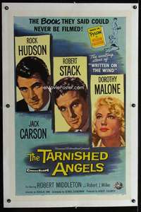 d435 TARNISHED ANGELS linen one-sheet movie poster '58 Hudson, Stack, Malone