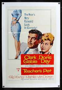 d436 TEACHER'S PET linen one-sheet movie poster '58 Doris Day, Clark Gable