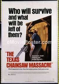 d439 TEXAS CHAINSAW MASSACRE linen one-sheet movie poster '74 Tobe Hooper