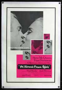 d448 THOMAS CROWN AFFAIR linen one-sheet movie poster '68 McQueen, Dunaway