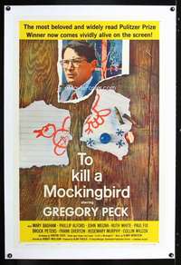 d450 TO KILL A MOCKINGBIRD linen one-sheet movie poster '63 Gregory Peck