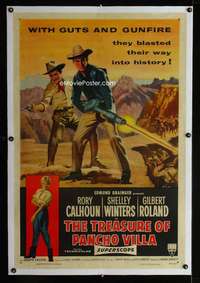 d456 TREASURE OF PANCHO VILLA linen one-sheet movie poster '55 Rory Calhoun