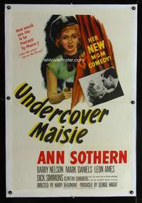 d467 UNDERCOVER MAISIE linen one-sheet movie poster '47 cop Ann Sothern!