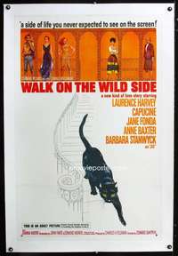 d476 WALK ON THE WILD SIDE linen one-sheet movie poster '62 Jane Fonda