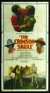 e027 CRIMSON SKULL three-sheet movie poster '23 black cowboy & skeleton!