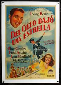 e392 BLUE SKIES linen Argentinean movie poster '46 Astaire, Crosby