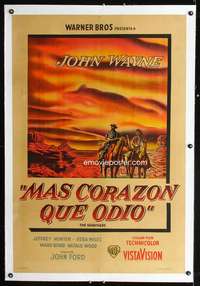 e418 SEARCHERS linen Argentinean movie poster '56 John Wayne, Ford