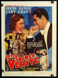 e339 AWFUL TRUTH linen Belgian movie poster R40s Cary Grant, Dunne