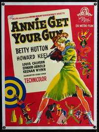 e427 ANNIE GET YOUR GUN linen Danish movie poster '50 Gaston art!